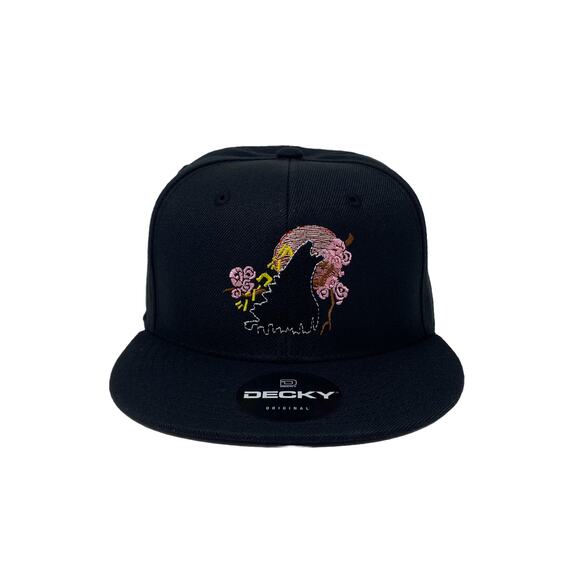 Godzilla Pink Japan Sakura Cherry Blossom Tokyo Blood Moon Snapback Hat Black - Picture 2 of 7